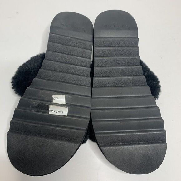 UGG Fuzz Yeah Black Sheepskin Shearling Sherpa Slippers Sandals Womens Size 7M - Picture 7 of 8